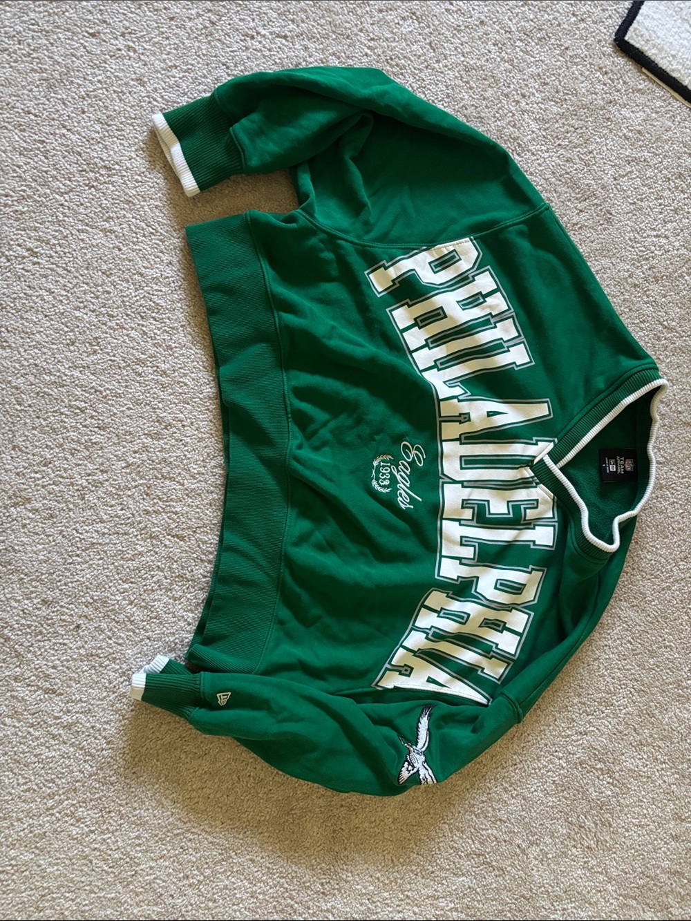 NFL Green Philadelphia EAGLES Crewneck Sweater with White Accents